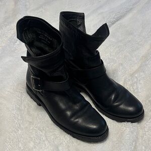 Frye and Co. Veronica Black Leather Buckle Ankle Booties